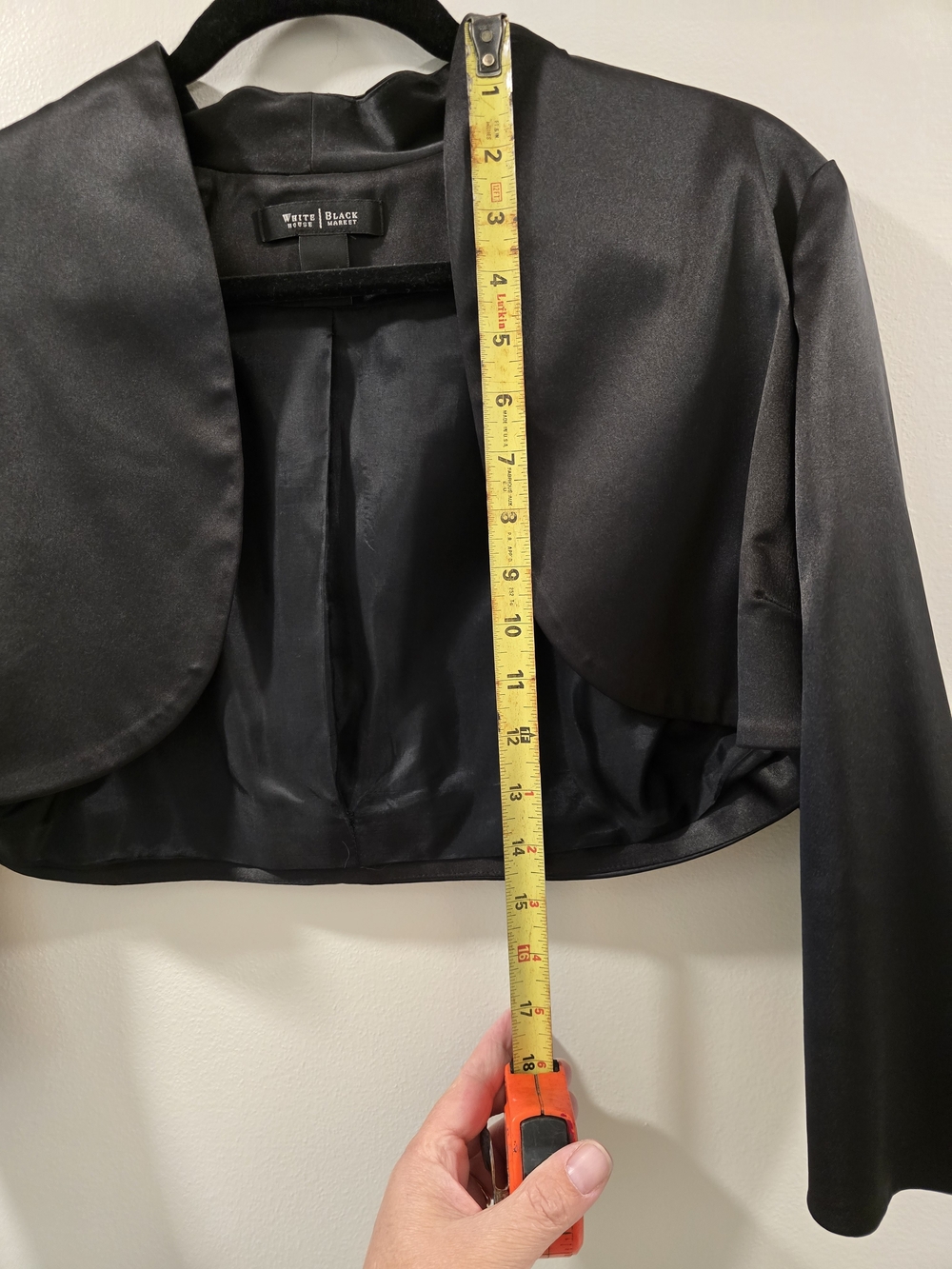 White House Black Market Black Satin Cropped Bolero Jacket - Size 10 - Picture 5 of 5